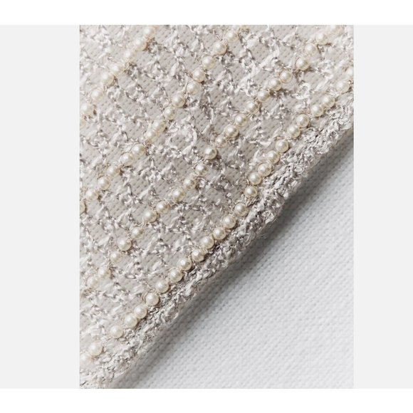 ZARA KNITWEAR TOP WITH FAUX PEARLS LIMITED EDITION LIGHT GREY S M REF. 7521/107 - Picture 7 of 12